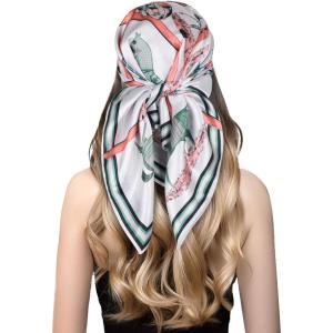 imageEXTREE Silk Feeling Scarf Medium Square Satin Head Scarf Sleeping Hair Wrapping for Women 275  275 inchesHorse Armor