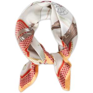 imageEXTREE Silk Feeling Scarf Medium Square Satin Head Scarf Sleeping Hair Wrapping for Women 275  275 inchesMr Carriage Offwhite