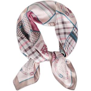 imageEXTREE Silk Feeling Scarf Medium Square Satin Head Scarf Sleeping Hair Wrapping for Women 275  275 inchesPink Pony