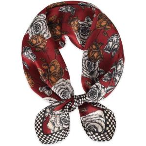 imageEXTREE Silk Feeling Scarf Medium Square Satin Head Scarf Sleeping Hair Wrapping for Women 275  275 inchesRed Flower