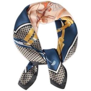 imageEXTREE Silk Feeling Scarf Medium Square Satin Head Scarf Sleeping Hair Wrapping for Women 275  275 inchesSaddle Chain Navy Blue