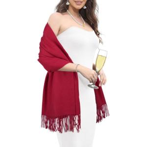 imageEXTREE Women Shawl Wrap Scarf Pashmina Wedding Christmas Birthday Gifts Idea Large Soft StoleType001red