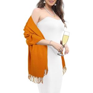imageEXTREE Women Shawl Wrap Scarf Pashmina Wedding Christmas Birthday Gifts Idea Large Soft StoleType003orange