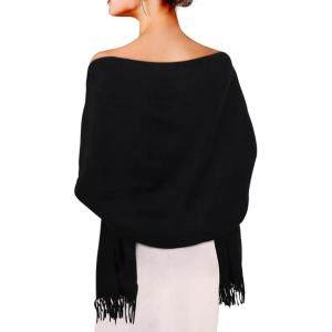 imageEXTREE Women Shawl Wrap Scarf Pashmina Wedding Christmas Birthday Gifts Idea Large Soft StoleType004black