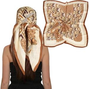 imageEXTREE Womens 35 inch Fashion Headscarf Silk Satin Scarf for Hair Wrapping at Night Bandana Square Scarf for SleepingBeige