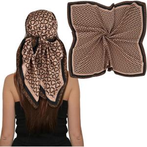 imageEXTREE Womens 35 inch Fashion Headscarf Silk Satin Scarf for Hair Wrapping at Night Bandana Square Scarf for SleepingBrown Circle