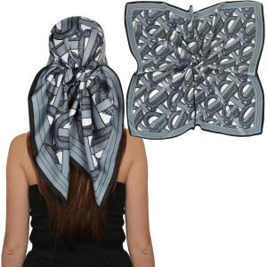 imageEXTREE Womens 35 inch Fashion Headscarf Silk Satin Scarf for Hair Wrapping at Night Bandana Square Scarf for SleepingNavy Blue