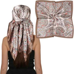 imageEXTREE Womens 35 inch Fashion Headscarf Silk Satin Scarf for Hair Wrapping at Night Bandana Square Scarf for SleepingSpring is Swaying