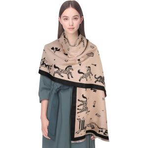 imageEXTREE Womens Scarf Pashmina Shawls and Wraps for Evening Dress Bridesmaid Wedding Bridal Winter Warm Long Large ScarvesAlphabet Blocks Black Beige