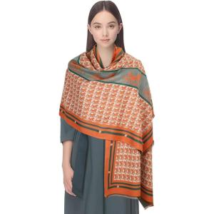 imageEXTREE Womens Scarf Pashmina Shawls and Wraps for Evening Dress Bridesmaid Wedding Bridal Winter Warm Long Large ScarvesGreen and Orange Carriage