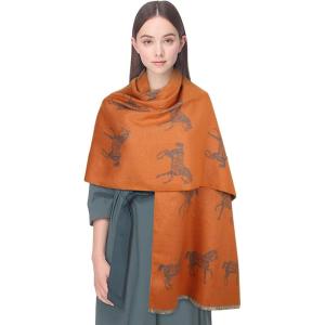 imageEXTREE Womens Scarf Pashmina Shawls and Wraps for Evening Dress Bridesmaid Wedding Bridal Winter Warm Long Large ScarvesHorse Doublesided Gentle Orange