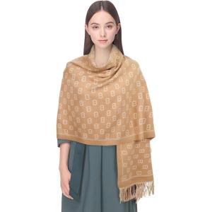 imageEXTREE Womens Scarf Pashmina Shawls and Wraps for Evening Dress Bridesmaid Wedding Bridal Winter Warm Long Large ScarvesKhaki Tassel Cc