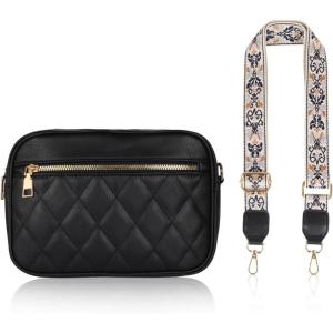 imageEXTREE crossbody Bags for WomenTrendy Shoulder Vegan Leather Handbags Satchel Purse with Adjustable Wide Vintage StrapA003black