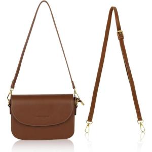 imageEXTREE crossbody Bags for WomenTrendy Shoulder Vegan Leather Handbags Satchel Purse with Adjustable Wide Vintage StrapAc Brown
