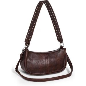 imageEXTREE crossbody Bags for WomenTrendy Shoulder Vegan Leather Handbags Satchel Purse with Adjustable Wide Vintage StrapAgbrown