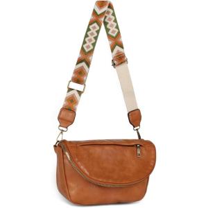imageEXTREE crossbody Bags for WomenTrendy Shoulder Vegan Leather Handbags Satchel Purse with Adjustable Wide Vintage StrapAhbrown