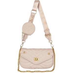 imageEXTREE crossbody Bags for WomenTrendy Shoulder Vegan Leather Handbags Satchel Purse with Adjustable Wide Vintage StrapPink