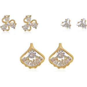 imageEXTREE Rhinestone Valentines Day Earrings for womenEmerald Ruby Gold Silver Design EarringsA003