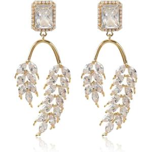 imageEXTREE Rhinestone Valentines Day Earrings for womenEmerald Ruby Gold Silver Design EarringsA004