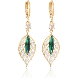 imageEXTREE Rhinestone Valentines Day Earrings for womenEmerald Ruby Gold Silver Design EarringsA006