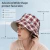 imageEXTREE Reversible Plaid Bucket Hat for Men and Women  Packable Fishing Cap and Sun Beach Hat for Outdoor Summer Vacation