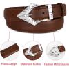 imageEXTREE Gold Buckle Belts for Women Fashion Waist Band Elegant Ladies Belt Gift for WomenIdeal for Dresses JeansUrban Design Silver Buckle Brown Leather