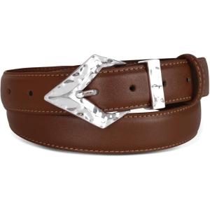 imageEXTREE Gold Buckle Belts for Women Fashion Waist Band Elegant Ladies Belt Gift for WomenIdeal for Dresses JeansUrban Design Silver Buckle Brown Leather