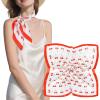 imageEXTREE Silk Feeling Scarf Medium Square Satin Head Scarf Sleeping Hair Wrapping for Women 275  275 inchesSmall Red Cherry