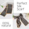 imageEXTREE Satin Scarf 100 Mulberry Silk Printed Head Wrap Hair Band 59quotquot x 57quotquotGray Coffee