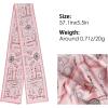 imageEXTREE Satin Scarf 100 Mulberry Silk Printed Head Wrap Hair Band 59quotquot x 57quotquotLight Pink Chain Pattern