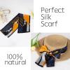 imageEXTREE Satin Scarf 100 Mulberry Silk Printed Head Wrap Hair Band 59quotquot x 57quotquotNavy Yellow Horse