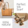 imageEXTREE Satin Scarf 100 Mulberry Silk Printed Head Wrap Hair Band 59quotquot x 57quotquotPony Lock Brown