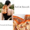 imageEXTREE Satin Scarf 100 Mulberry Silk Printed Head Wrap Hair Band 59quotquot x 57quotquotVitality Horse Orange