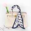 imageEXTREE Satin Scarf 100 Mulberry Silk Printed Head Wrap Hair Band 59quotquot x 57quotquotWhite Pony Ornament