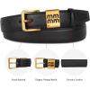 imageWomens Premium Leather Belt  24cm Adjustable Buckle for Pants ampamp Skirts Versatile Daily Wear Gift ampamp Quality GuaranteedB002blackgold