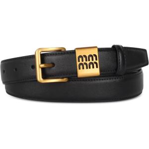 imageWomens Premium Leather Belt  24cm Adjustable Buckle for Pants ampamp Skirts Versatile Daily Wear Gift ampamp Quality GuaranteedB002blackgold