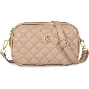 imageEXTREE Quilted Crossbody Bag Trendy Design Shoulder PurseB004peach Flower Pink