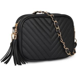 imageEXTREE Quilted Crossbody Bag Trendy Design Shoulder PurseB015blackgold Chain
