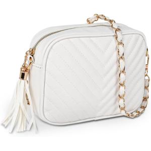 imageEXTREE Quilted Crossbody Bag Trendy Design Shoulder PurseB016whitegold Chain