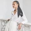 imageEXTREE Luxury Satin Head Scarf 35x35  Silklike Wrap for Women Versatile ShawlSun CoverWrapping Premium Gift for HerBlack Houndstooth Letters