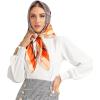 imageEXTREE Luxury Satin Head Scarf 35x35  Silklike Wrap for Women Versatile ShawlSun CoverWrapping Premium Gift for HerHoundstooth Belt Chain Orange