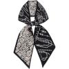 imageEXTREE Satin Scarf 100 Mulberry Silk Printed Head Wrap Hair Band 59quotquot x 57quotquotBlack Crystal