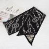 imageEXTREE Satin Scarf 100 Mulberry Silk Printed Head Wrap Hair Band 59quotquot x 57quotquotBlack Crystal