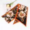 imageEXTREE Satin Scarf 100 Mulberry Silk Printed Head Wrap Hair Band 59quotquot x 57quotquotOrange and Black Ring Pony
