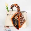 imageEXTREE Satin Scarf 100 Mulberry Silk Printed Head Wrap Hair Band 59quotquot x 57quotquotOrange and Black Ring Pony