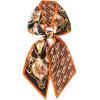 imageEXTREE Satin Scarf 100 Mulberry Silk Printed Head Wrap Hair Band 59quotquot x 57quotquotOrange and Black Ring Pony