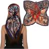imageEXTREE Luxury Satin Head Scarf 35x35  Silklike Wrap for Women Versatile ShawlSun CoverWrapping Premium Gift for HerLucky Tree Blue