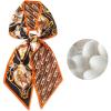 imageEXTREE Satin Scarf 100 Mulberry Silk Printed Head Wrap Hair Band 59quotquot x 57quotquotOrange and Black Ring Pony