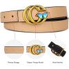 imageEXTREE Gold Buckle Belts for Women Fashion Waist Band Elegant Ladies Belt Gift for WomenIdeal for Dresses JeansGold Butterfly Buckle Light Khaki Leather