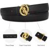 imageEXTREE Gold Buckle Belts for Women Fashion Waist Band Elegant Ladies Belt Gift for WomenIdeal for Dresses JeansGold Interlocking Buckle Black Leather Belt